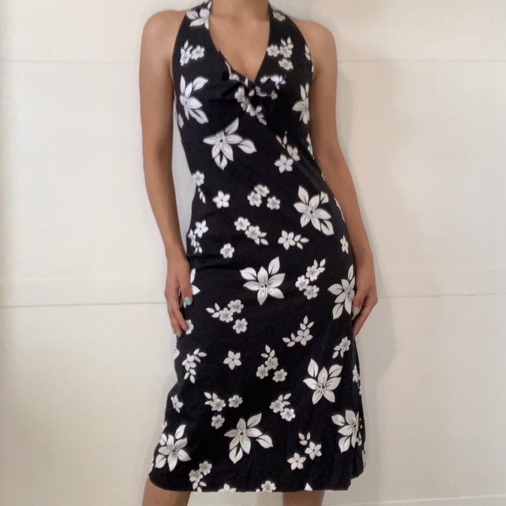 The Limited Stretch Hibiscus print Halter Dress